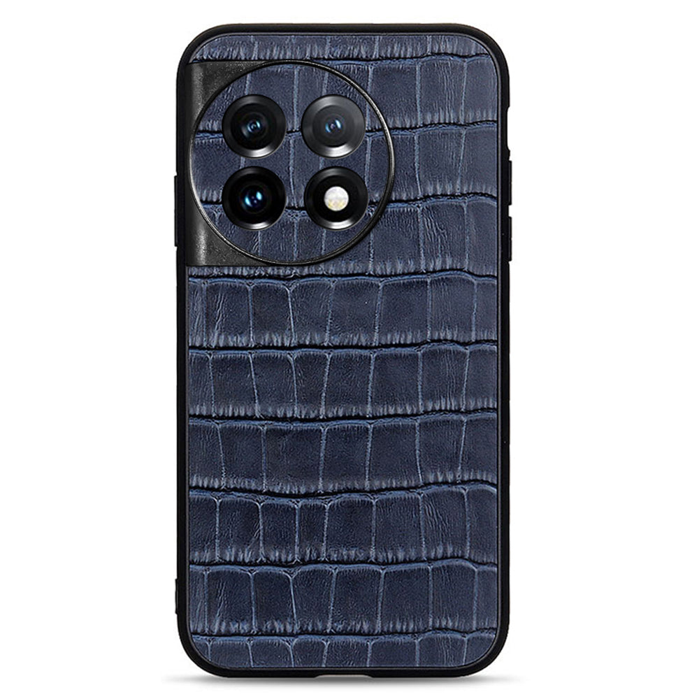 For OnePlus 11 5G Genuine Leather + TPU Crocodile Texture Phone Case Drop-proof Mobile Cover