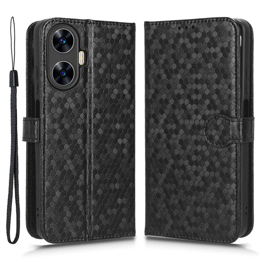 For Realme C55 Dot Pattern Imprinted Phone Stand Case PU Leather Wallet Phone Cover