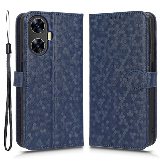 For Realme C55 Dot Pattern Imprinted Phone Stand Case PU Leather Wallet Phone Cover