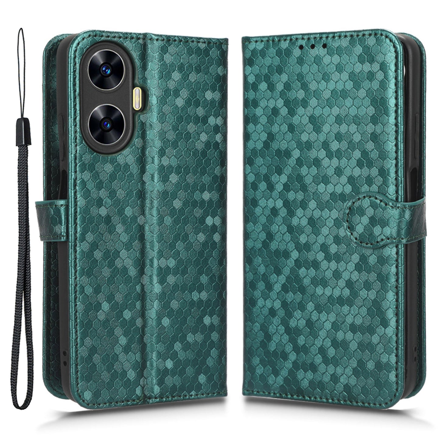 For Realme C55 Dot Pattern Imprinted Phone Stand Case PU Leather Wallet Phone Cover