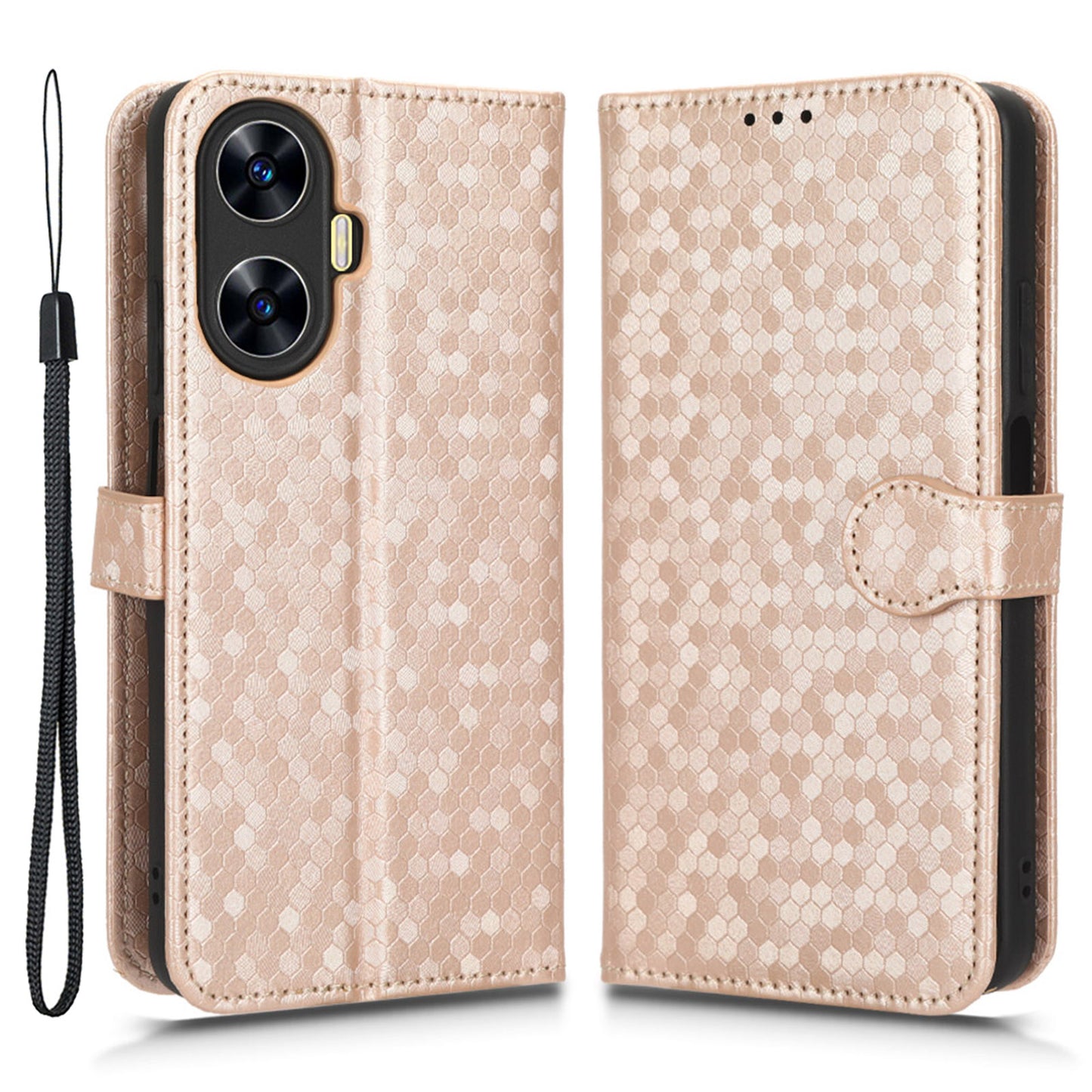 For Realme C55 Dot Pattern Imprinted Phone Stand Case PU Leather Wallet Phone Cover
