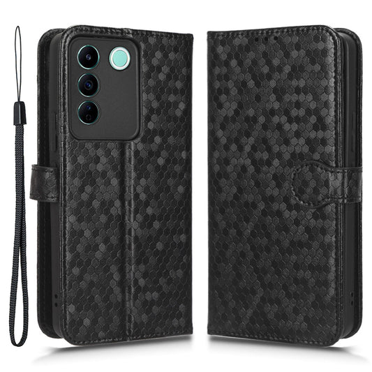 For vivo V27e 5G / S16e 5G PU Leather Stand Wallet Phone Case Dot Pattern Imprinted Smartphone Cover