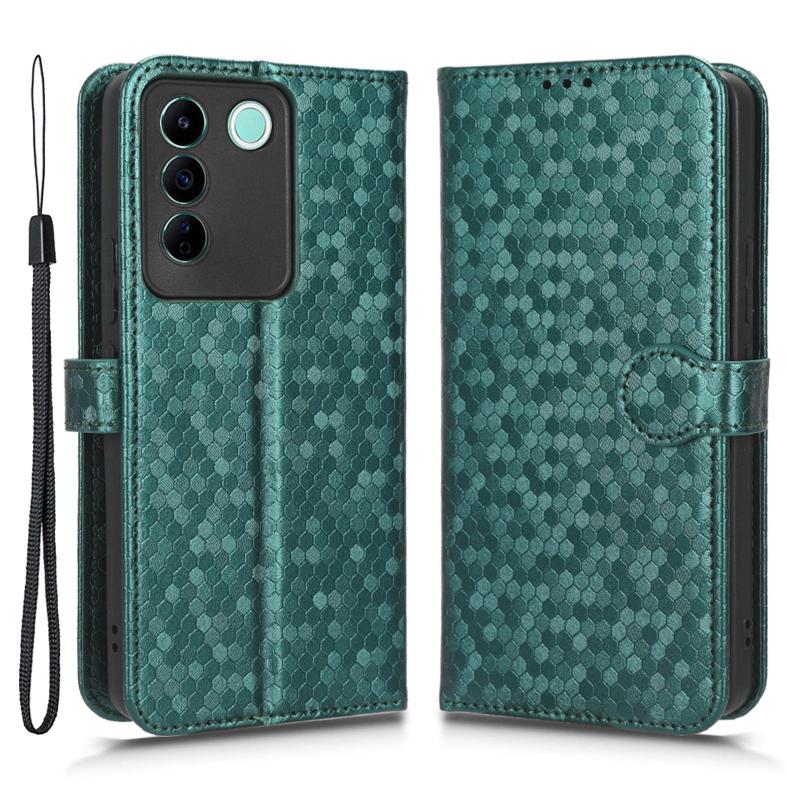 For vivo V27e 5G / S16e 5G PU Leather Stand Wallet Phone Case Dot Pattern Imprinted Smartphone Cover