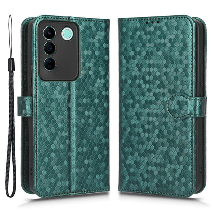 For vivo V27e 5G / S16e 5G PU Leather Stand Wallet Phone Case Dot Pattern Imprinted Smartphone Cover