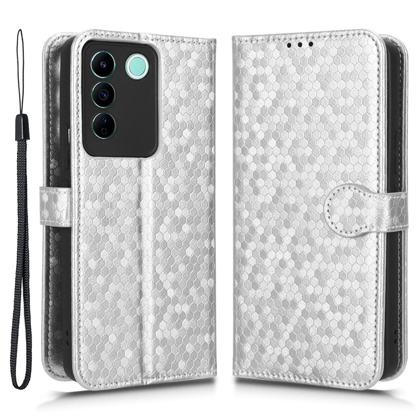 For vivo V27e 5G / S16e 5G PU Leather Stand Wallet Phone Case Dot Pattern Imprinted Smartphone Cover