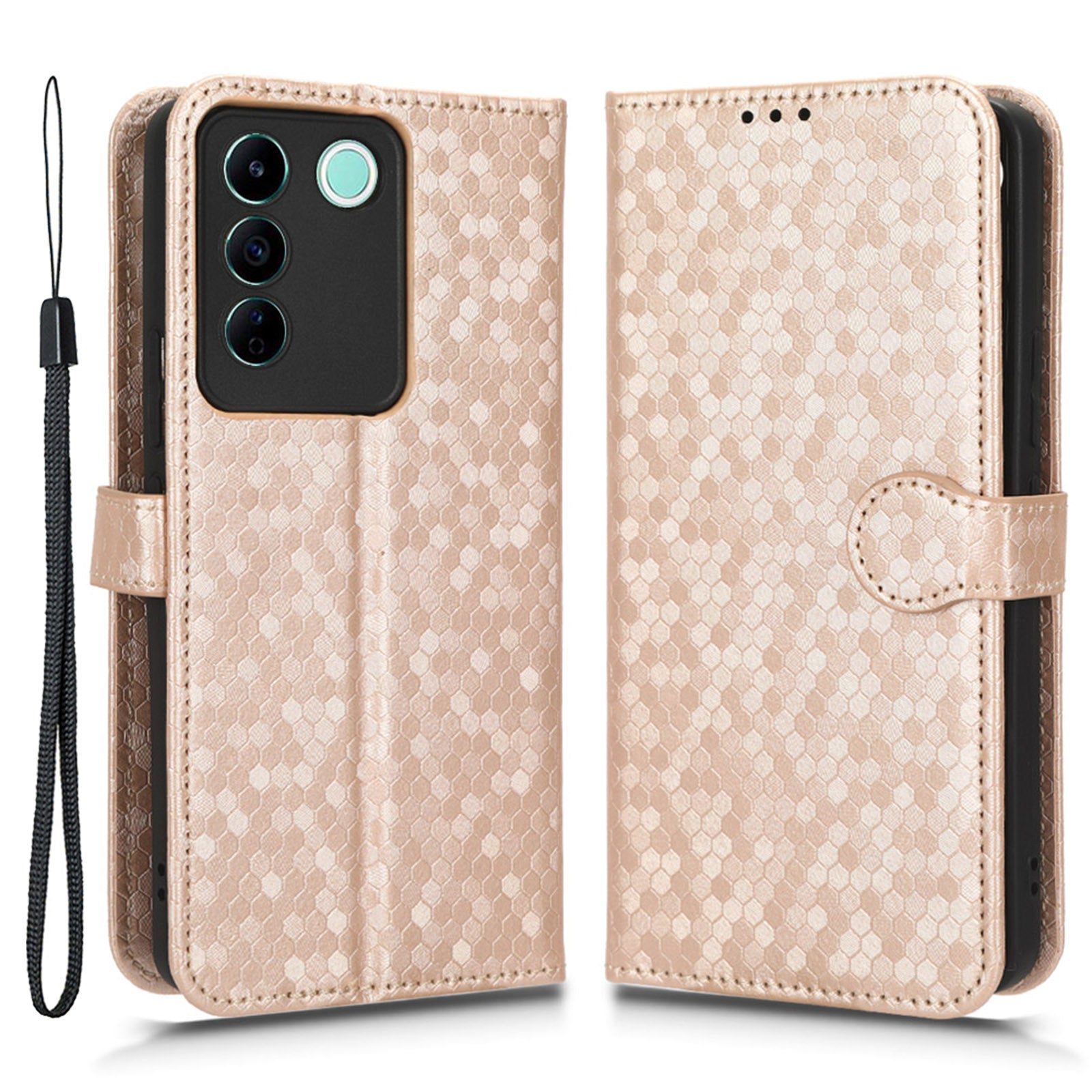 For vivo V27e 5G / S16e 5G PU Leather Stand Wallet Phone Case Dot Pattern Imprinted Smartphone Cover