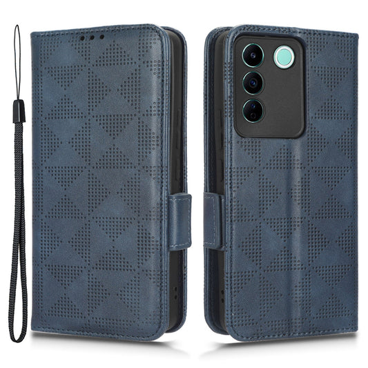 For vivo V27e 5G / S16e 5G Leather Phone Case Wallet Stand Imprinted Triangle Anti-drop Phone Cover