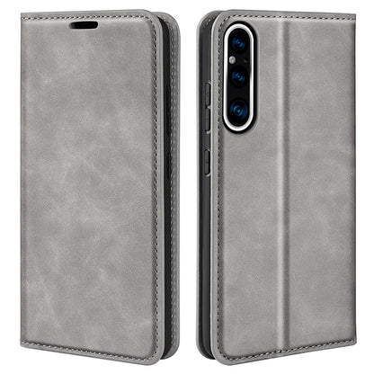 For Sony Xperia 1 V Skin-touch Leather Phone Case Stand Wallet Protective Phone Cover