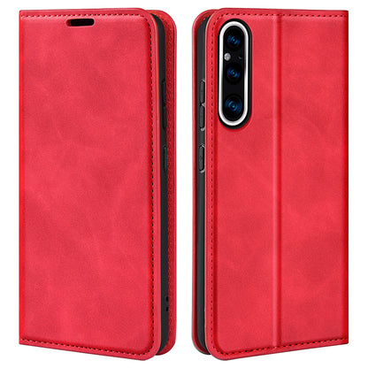 For Sony Xperia 1 V Skin-touch Leather Phone Case Stand Wallet Protective Phone Cover