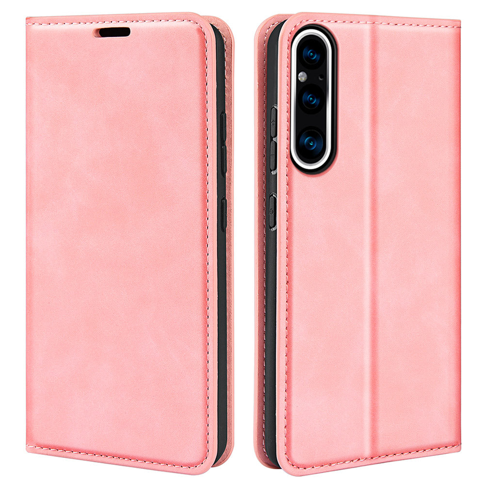 For Sony Xperia 1 V Skin-touch Leather Phone Case Stand Wallet Protective Phone Cover