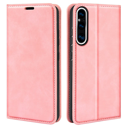 For Sony Xperia 1 V Skin-touch Leather Phone Case Stand Wallet Protective Phone Cover