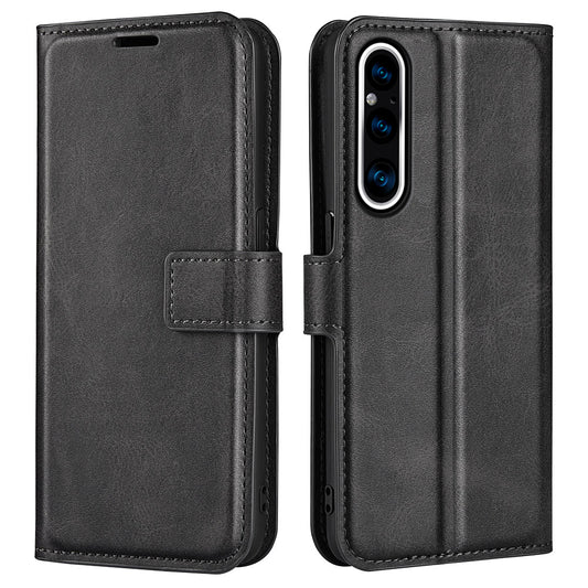 For Sony Xperia 1 V Wallet Cell Phone Case Calf Texture PU Leather Stand Phone Cover