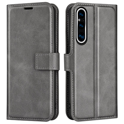 For Sony Xperia 1 V Wallet Cell Phone Case Calf Texture PU Leather Stand Phone Cover
