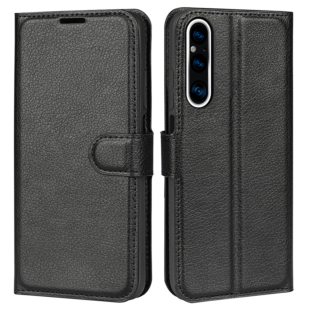 For Sony Xperia 1 V PU Leather Litchi Texture Phone Case Wallet Stand Flip Cover
