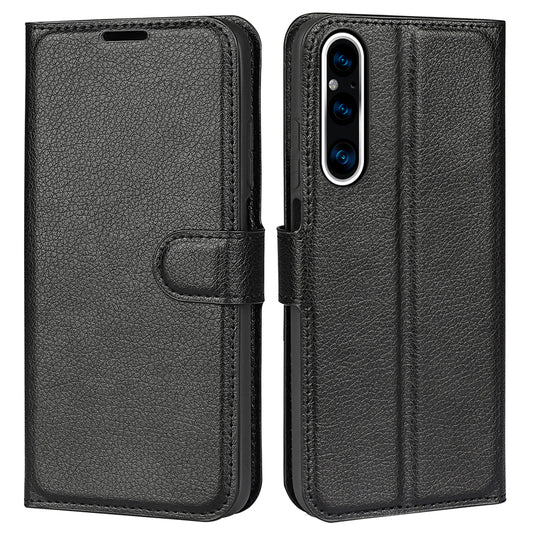 For Sony Xperia 1 V PU Leather Litchi Texture Phone Case Wallet Stand Flip Cover