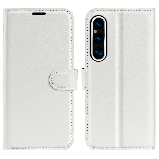 For Sony Xperia 1 V PU Leather Litchi Texture Phone Case Wallet Stand Flip Cover