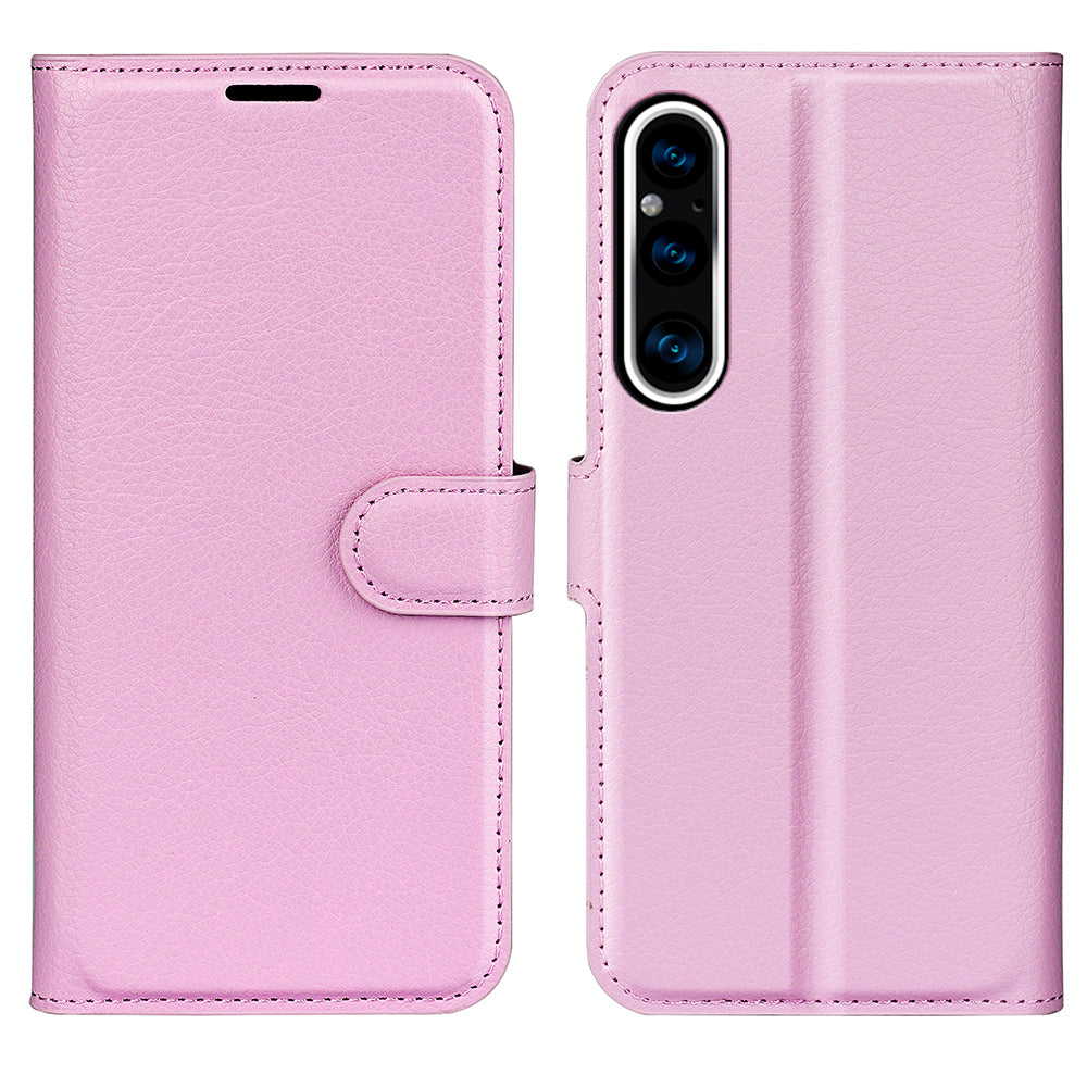 For Sony Xperia 1 V PU Leather Litchi Texture Phone Case Wallet Stand Flip Cover