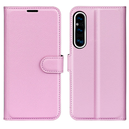 For Sony Xperia 1 V PU Leather Litchi Texture Phone Case Wallet Stand Flip Cover
