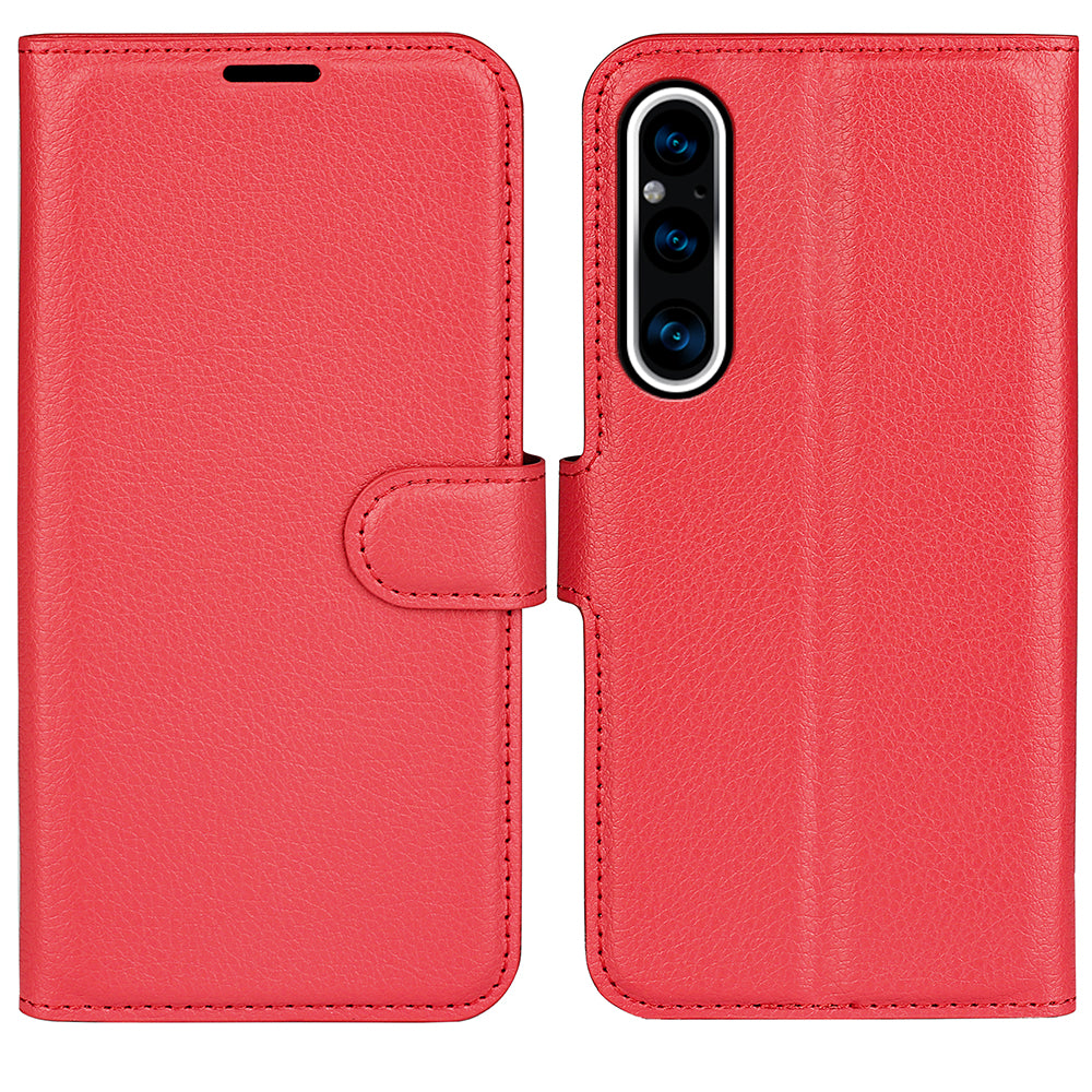 For Sony Xperia 1 V PU Leather Litchi Texture Phone Case Wallet Stand Flip Cover