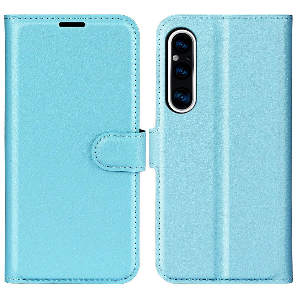 For Sony Xperia 1 V PU Leather Litchi Texture Phone Case Wallet Stand Flip Cover