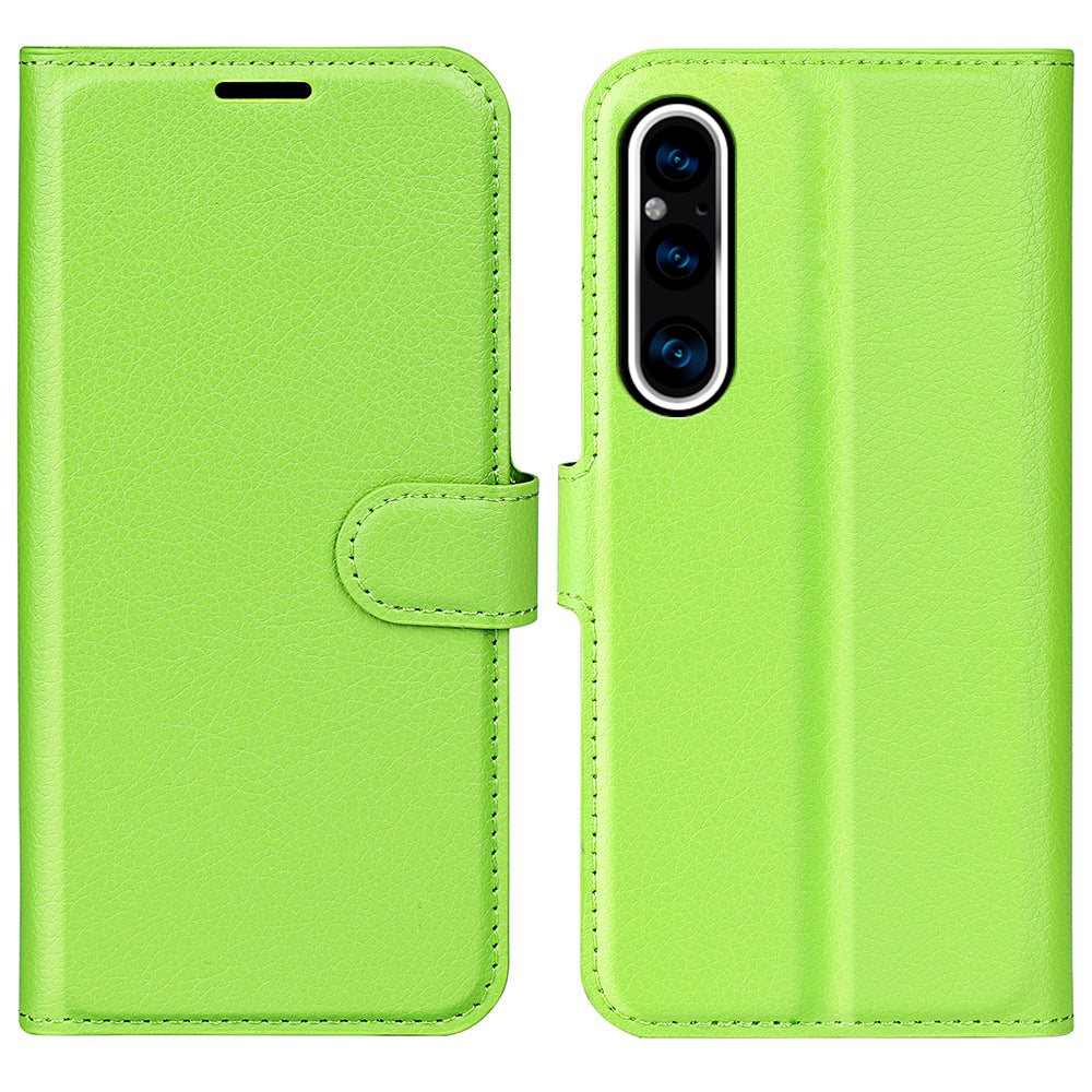 For Sony Xperia 1 V PU Leather Litchi Texture Phone Case Wallet Stand Flip Cover