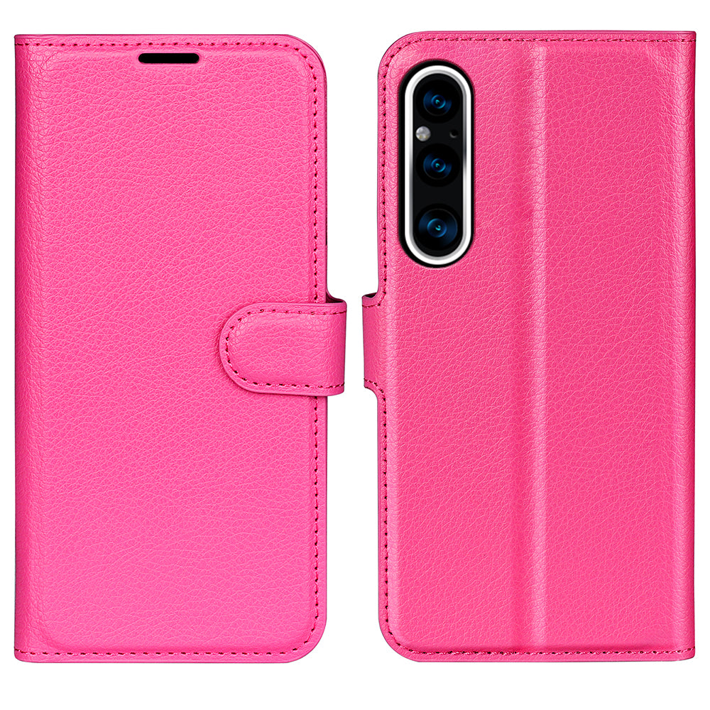 For Sony Xperia 1 V PU Leather Litchi Texture Phone Case Wallet Stand Flip Cover