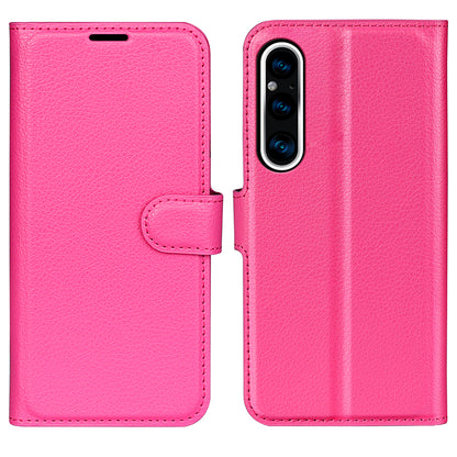 For Sony Xperia 1 V PU Leather Litchi Texture Phone Case Wallet Stand Flip Cover