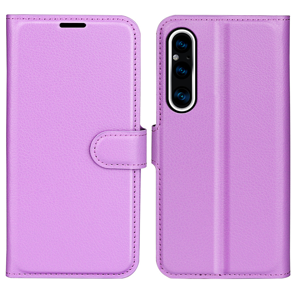 For Sony Xperia 1 V PU Leather Litchi Texture Phone Case Wallet Stand Flip Cover