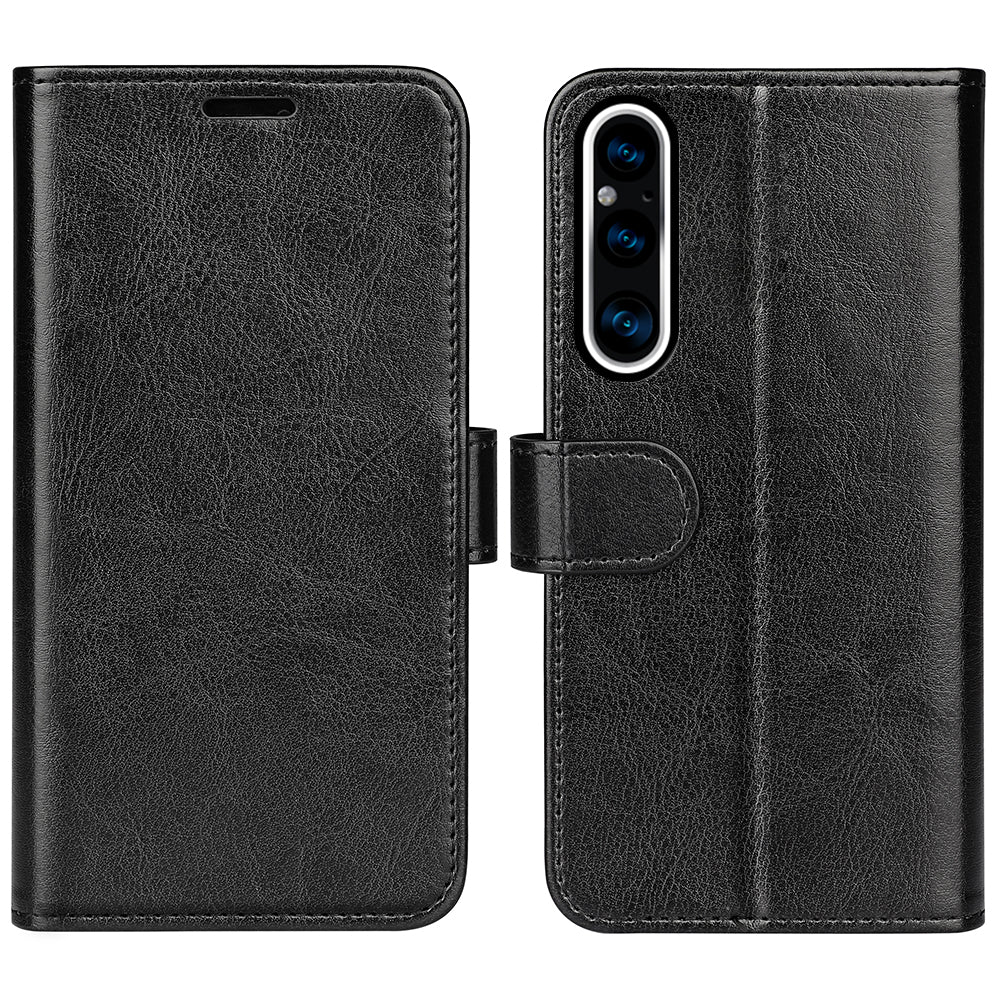 For Sony Xperia 1 V Flip Stand Wallet Phone Case Crazy Horse Texture Leather Phone Cover Shell