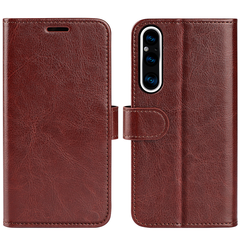 For Sony Xperia 1 V Flip Stand Wallet Phone Case Crazy Horse Texture Leather Phone Cover Shell