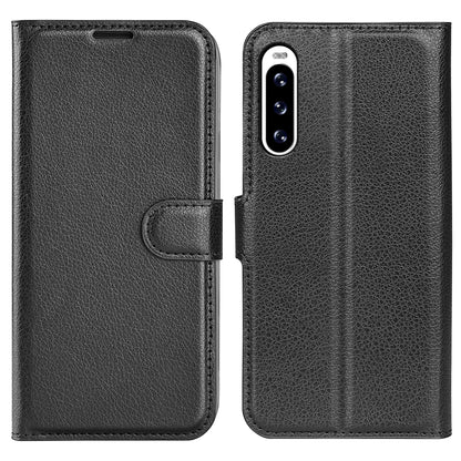 For Sony Xperia 10 V Litchi Texture Anti-scratch Phone Cover Leather Stand Wallet Phone Case
