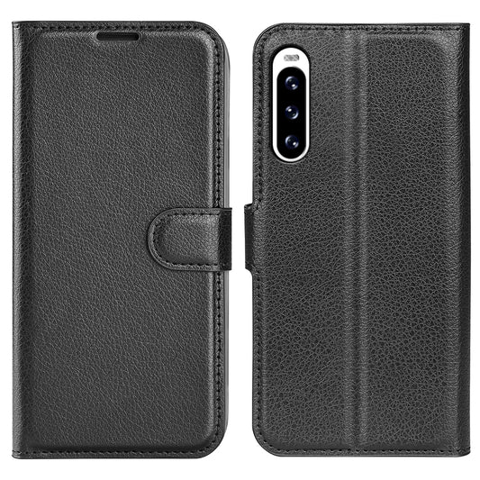 For Sony Xperia 10 V Litchi Texture Anti-scratch Phone Cover Leather Stand Wallet Phone Case