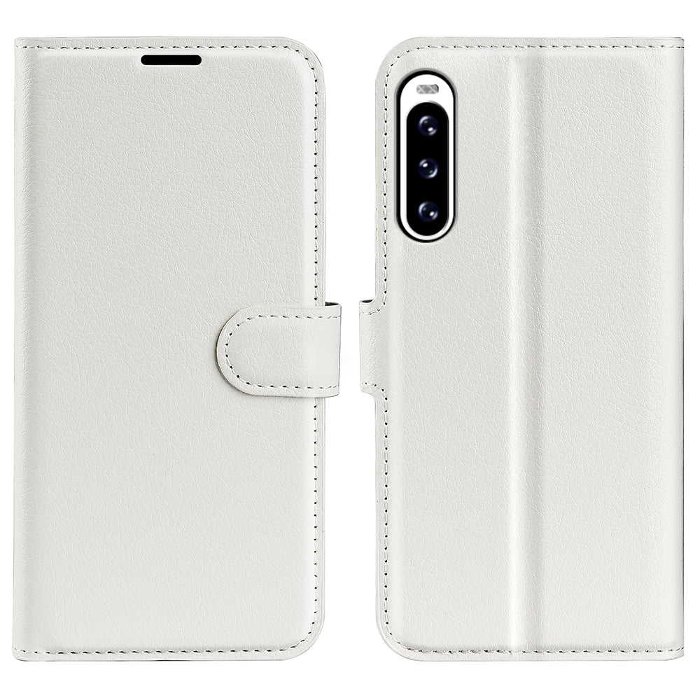 For Sony Xperia 10 V Litchi Texture Anti-scratch Phone Cover Leather Stand Wallet Phone Case