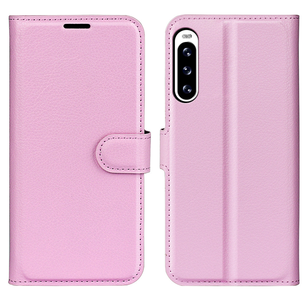 For Sony Xperia 10 V Litchi Texture Anti-scratch Phone Cover Leather Stand Wallet Phone Case