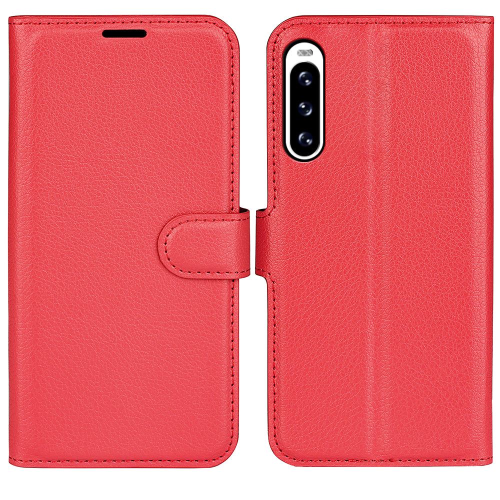 For Sony Xperia 10 V Litchi Texture Anti-scratch Phone Cover Leather Stand Wallet Phone Case