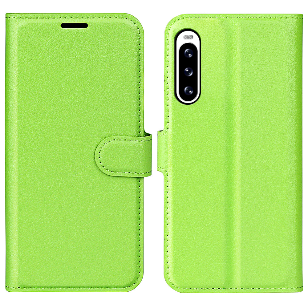 For Sony Xperia 10 V Litchi Texture Anti-scratch Phone Cover Leather Stand Wallet Phone Case