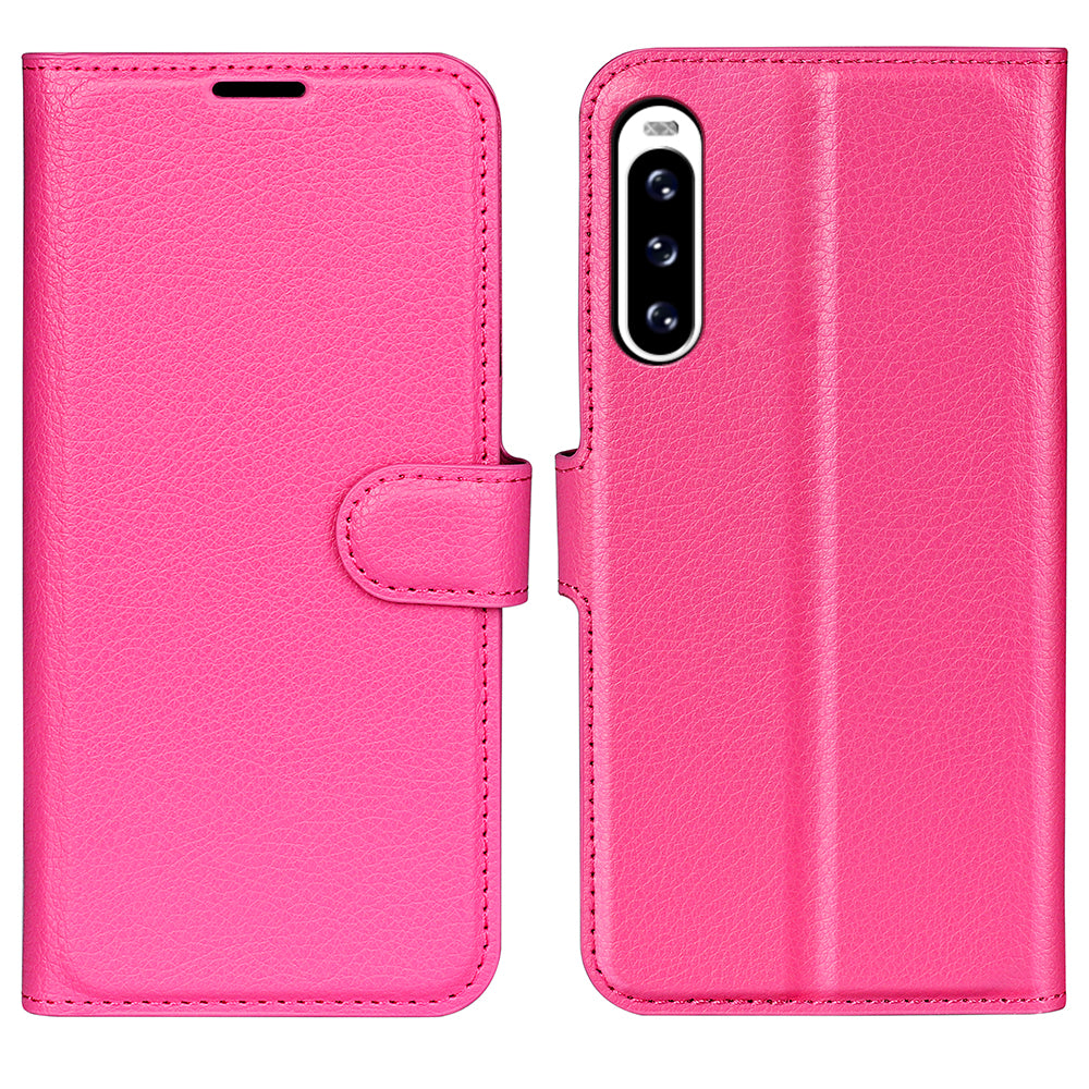 For Sony Xperia 10 V Litchi Texture Anti-scratch Phone Cover Leather Stand Wallet Phone Case