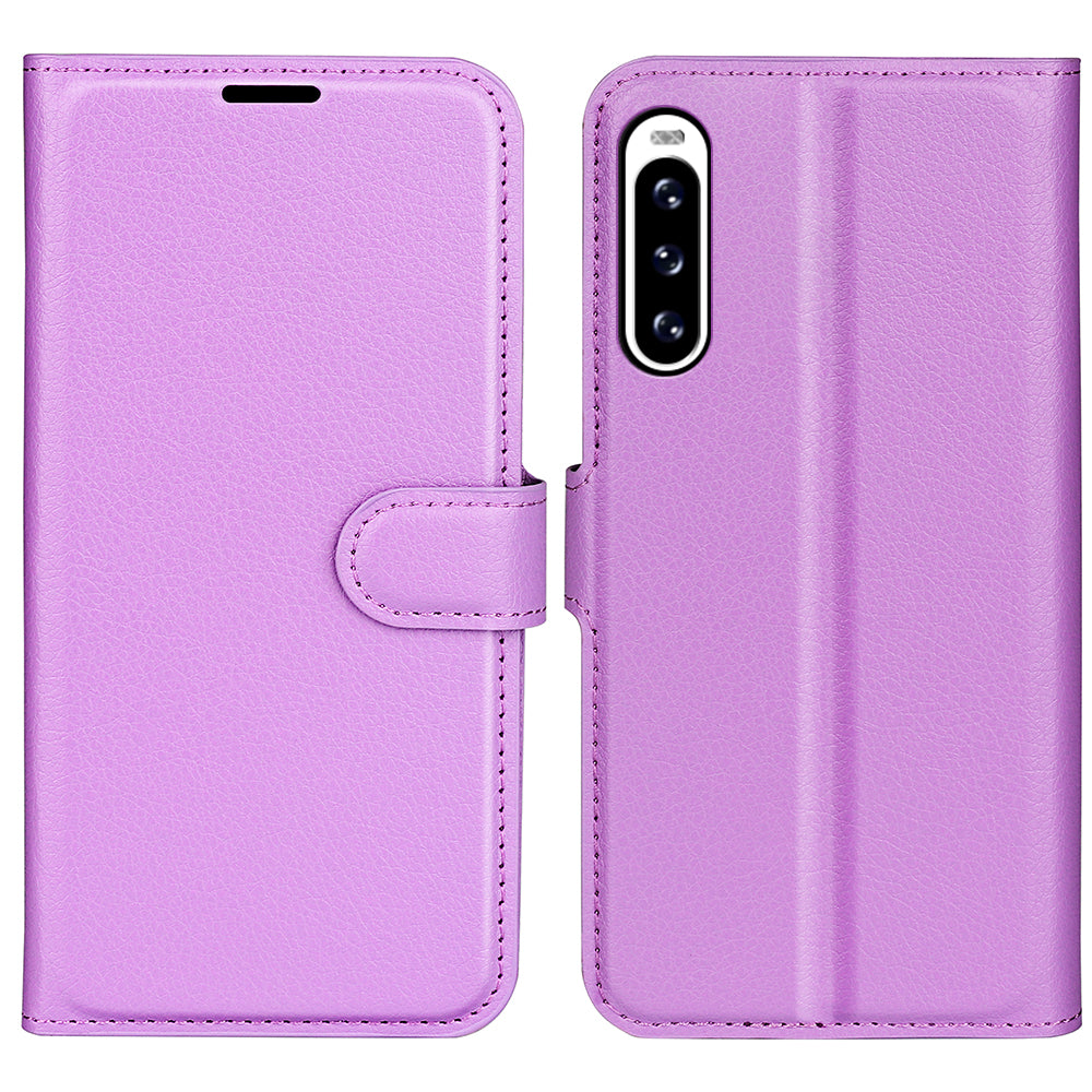 For Sony Xperia 10 V Litchi Texture Anti-scratch Phone Cover Leather Stand Wallet Phone Case