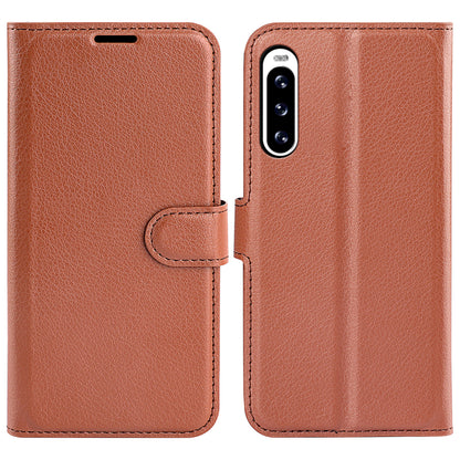 For Sony Xperia 10 V Litchi Texture Anti-scratch Phone Cover Leather Stand Wallet Phone Case