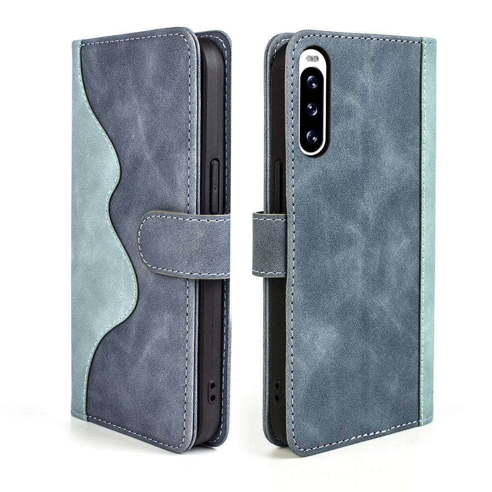 For Sony Xperia 10 V Leather Phone Stand Case Dual Color Splicing Wallet Cell Phone Cover