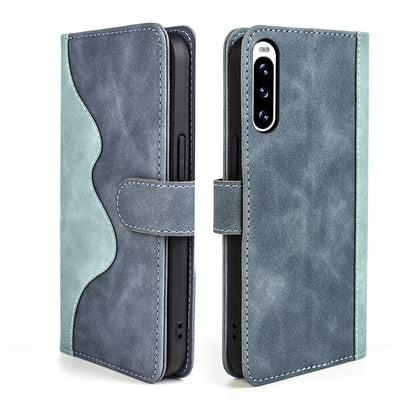 For Sony Xperia 10 V Leather Phone Stand Case Dual Color Splicing Wallet Cell Phone Cover