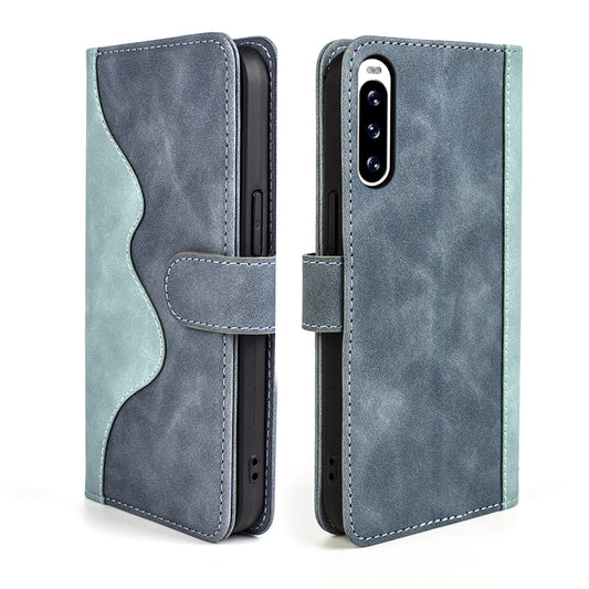 For Sony Xperia 10 V Leather Phone Stand Case Dual Color Splicing Wallet Cell Phone Cover