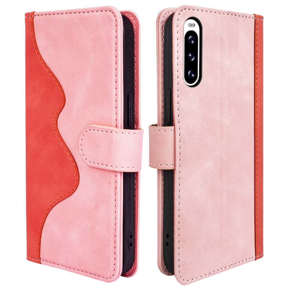 For Sony Xperia 10 V Leather Phone Stand Case Dual Color Splicing Wallet Cell Phone Cover