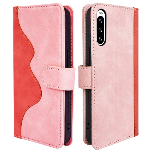 For Sony Xperia 10 V Leather Phone Stand Case Dual Color Splicing Wallet Cell Phone Cover