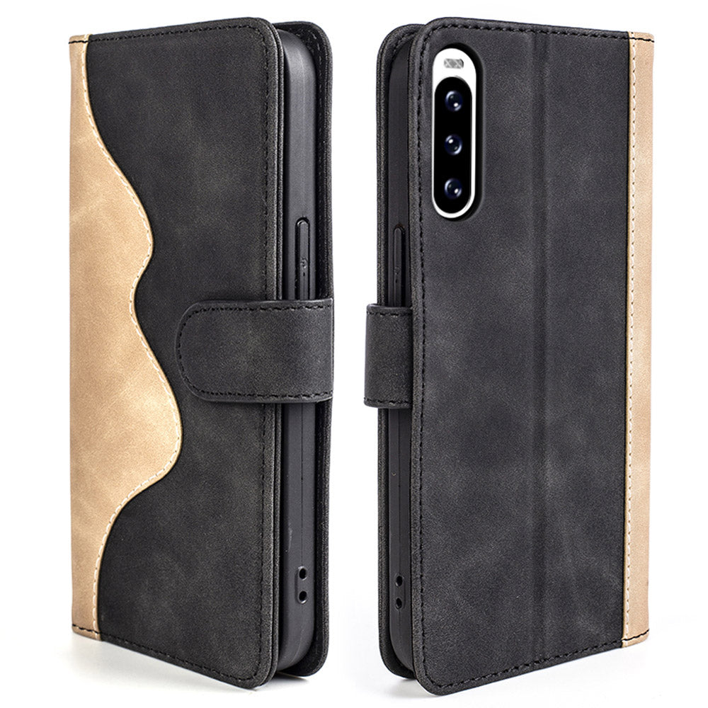 For Sony Xperia 10 V Leather Phone Stand Case Dual Color Splicing Wallet Cell Phone Cover