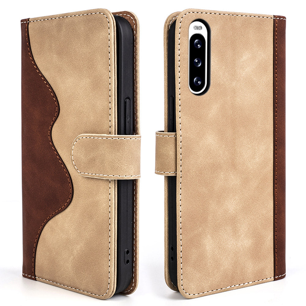 For Sony Xperia 10 V Leather Phone Stand Case Dual Color Splicing Wallet Cell Phone Cover