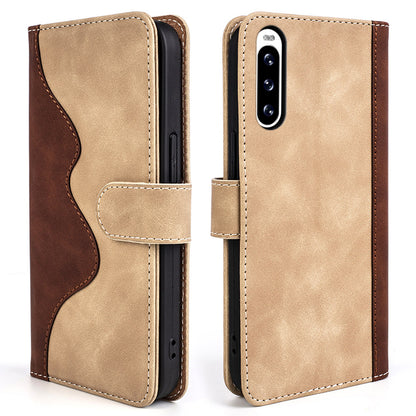 For Sony Xperia 10 V Leather Phone Stand Case Dual Color Splicing Wallet Cell Phone Cover