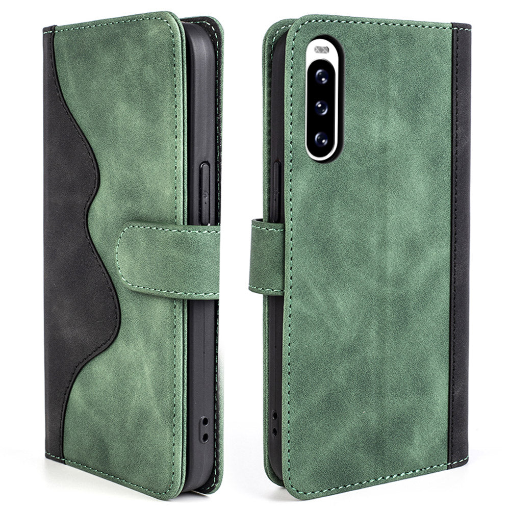For Sony Xperia 10 V Leather Phone Stand Case Dual Color Splicing Wallet Cell Phone Cover