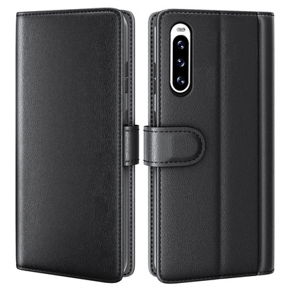 For Sony Xperia 10 V Wallet Phone Flip Case Genuine Split Leather Cell Phone Stand Cover