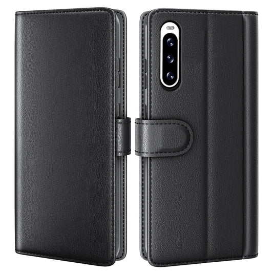 For Sony Xperia 10 V Wallet Phone Flip Case Genuine Split Leather Cell Phone Stand Cover